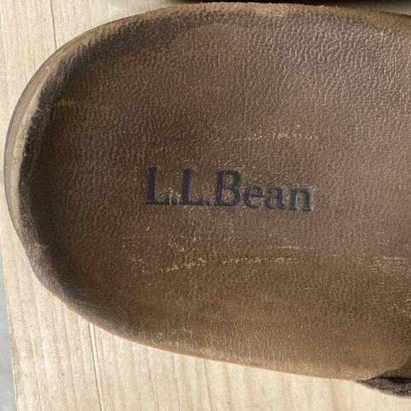 L.L. Bean Eco Comfort Shoes Women's 8M Brown Leather Two‎ Strap Buckle Sandals - Picture 6 of 8
